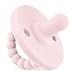 PATpat Pink | All-in-One Pacifier and Teether. Massaging Teething Ring and Hideaway Binky for Growing Babies. Works with Infant Paci Clips.