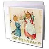 Sandy Mertens Vintage Halloween Designs - Vintage Best Wishes for Halloween - Greeting Cards-12 Greeting Cards with envelopes