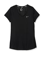 Nike Camiseta Manga Corta MILER V-NECK (Negro / Plateado)