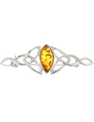 Sterling Silver Celtic Love Knots Amber Pin