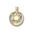 14k Solid Etched Star of David Pendant