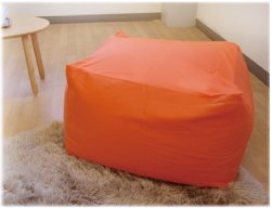 ビーズクッション ソファ 選べる１５色！ 0.5mmビーズ使用　「Cube/キューブ」 Mサイズ バレンシアオレンジ 