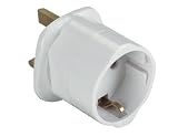 White 13A UK Visitors Travel Adaptor Converting European Schuko to Standard UK 13A Plug. Bulk