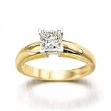 1.00ct Certified Princess-Cut Diamond Engagement Ring In Gold. Size 7