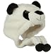 Panda Bear Animal Plush Hat with Ear Flaps & Black Poms