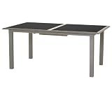 Siena Garden 431268 Delano Tisch 170/220 x 100 Gestell, Alu champagner Glasplatte mocca