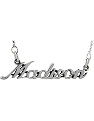 Sterling Silver MADISON Name Necklace 3/8 inch, 17 inches long