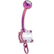Purple Anodized Titanium Zirconia Add on Charm Belly Ring