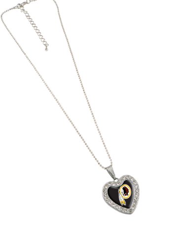 NFL Washington Redskins Reversible Crystal Heart Pendant with 16