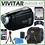 Vivitar DVR508 High Definition Digital Video Camcorder in Black + 8GB Accessory Kit