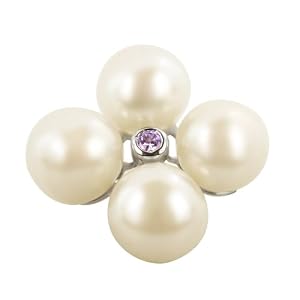 Sterling Silver White Freshwater Cultured Pearl and Amethyst Center Pin... by