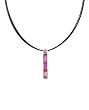 Necklace / Pendant - XP-77- Genuine Handmade Dichroic Glass Pendant Hung on a 16" Stainless Steel Black Colored Multi-Strand Cord + 2" Extension Chain ~ .925 Sterling Silver