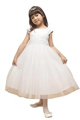 Girls Above the Knee Chiffon/Satin Spring Summer Fall Flowy Lace Embroidered Tiered Party Dress 
