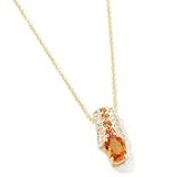 14K Gold Ceylon, Orange or Yellow Sapphire & Diamond Pendant w/ 18 Chain