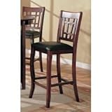 29 Inch Bar Stool (Set of 2) in Dark Cherry / Black Vinyl Seats - Coaster