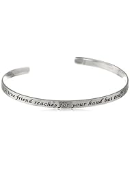 Sterling Silver "A True Friend Reaches For Your Hand But Touches Your Heart" Cuff Bracelet