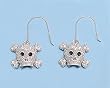 Sterling Silver Skull Shaped CZ Earrings - Size: 13mm
