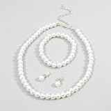 Childrens Girls Jewelry 3pc Childrens Girls Jewelry 3pc Pearl Set Bracelet, Necklace & Earrings for Girls. Perfect for Christmas, First Communion, Easter, Graduation, Sunday Dress, Christening or Birthday.