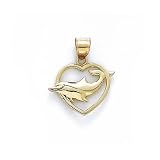 14k Dolphin In Heart Pendant
