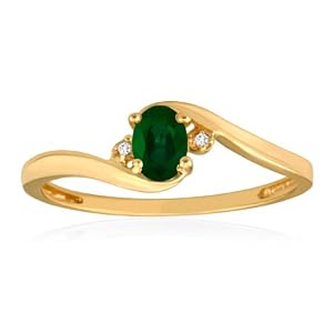 Buy MAY Birthstone Ring 10K Yellow Gold Emerald Ring