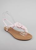 Pearl Ruffle T-Strap Sandal