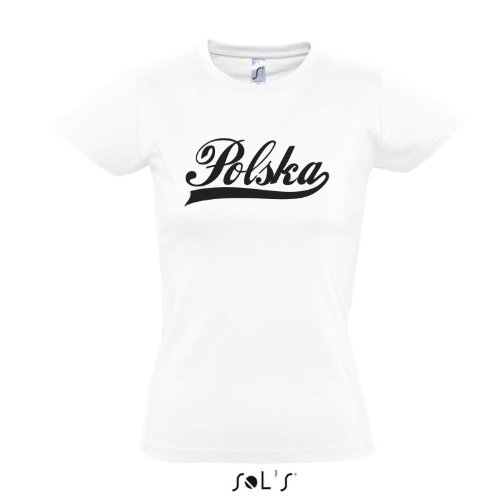 Damen T-Shirt – Polen Oldschool Polska LÄNDERSHIRT EM / WM FAN Trikot S-XXL , White – schwarz , M