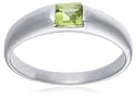 9ct White Gold AMR315779 Ladies Princess Cut Peridot Solitaire Ring