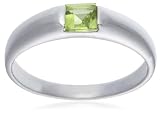 9ct White Gold Amr315779 Ladies Princess Cut Peridot Solitaire Ring Size K