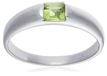 9ct White Gold AMR315779 Ladies Princess Cut Peridot Solitaire Ring