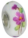 Fenton Art Glass Violets in the Snow Bead Charm thumbnail