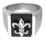 Fleur De Lis Black Background Ring For Men Made With Surgical Steel Si...