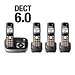 Panasonic KX-TG6534B DECT 6.0 PLUS Expandable Digital Cordless Phone and Answering System with 4 Handsets