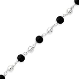 Sterling Silver 18 Inch Polished Onyx Beaded Necklace - 18 Inch