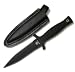 Military Boot Knife, Black Handle & Blade, Plain, w/Sheath