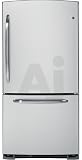 Review GE  / GE GDSL3KCXLS 22.9 cu. ft. Bottom-Freezer Refrigerator with 4 Glass Shelves, Gallon Door Storage, Snack Drawer and Illuminated Upfront Temperature Controls: CleanSteel