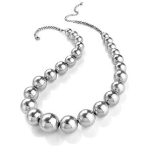 New Ladies Burnt Silver Bead Chain Necklace Jewellery