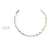 Sterling Silver 6-6.5mm Freshwater Cult. Pearl Earrings & Necklace Set