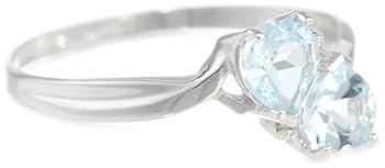10k White Gold Aquamarine and Diamond Heart Ring (0.02 cttw, I-J Color, I1 Clarity)