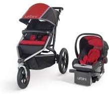Urbini Avi Jogger Travel System Includes Petal Infant Car Seat and base, Red