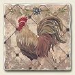 Tumbled tile trivet ~ Iron Gate Rooster ~ 8 inch square ~ code 453