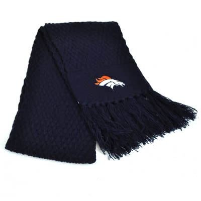 NFL Denver Broncos Navy Dark Blue Fringe Winter Scarf Wrap Womens Ladies Girls