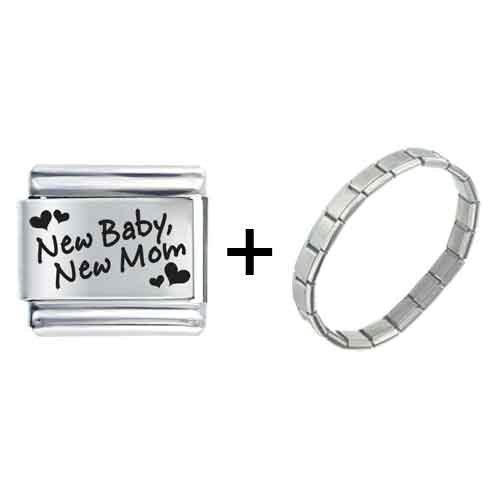 Family New Baby, Mom Laser Italian Charm Bracelets