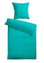 Kinzler Q-17215/68 Baumwoll Satin-Bettwäsche uni 80 x 80 cm + 155 x 220 cm, aqua