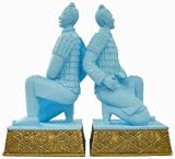 Terra Cotta Warrior Kneeling Archer Blue Bookends