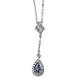 14K White Gold Iolite and Diamond Necklace