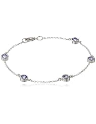 Sterling Silver Bezel-Set Gemstone "Color by Yard" Bracelet, 7" or 8"
