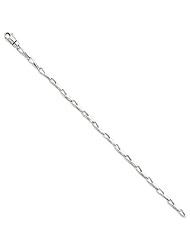 14k White Gold 7in 3mm Fancy Link Chain Bracelet. Metal Wt- 5.55g