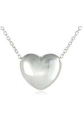 Sterling Silver Puffed Heart Pendant Necklace, 18"