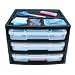 Project case chest with 3 cases and organizer top - 150679 (Black frame with clear cases) (12.8 H x 14.6 W x 12.2 D)
