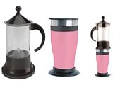 Personal Coffee/Tea Infuser/ Combo with One Mug 2.0 Black Brewer/Glossy Pink Mug 14 oz